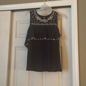 Navy blue and white tank top